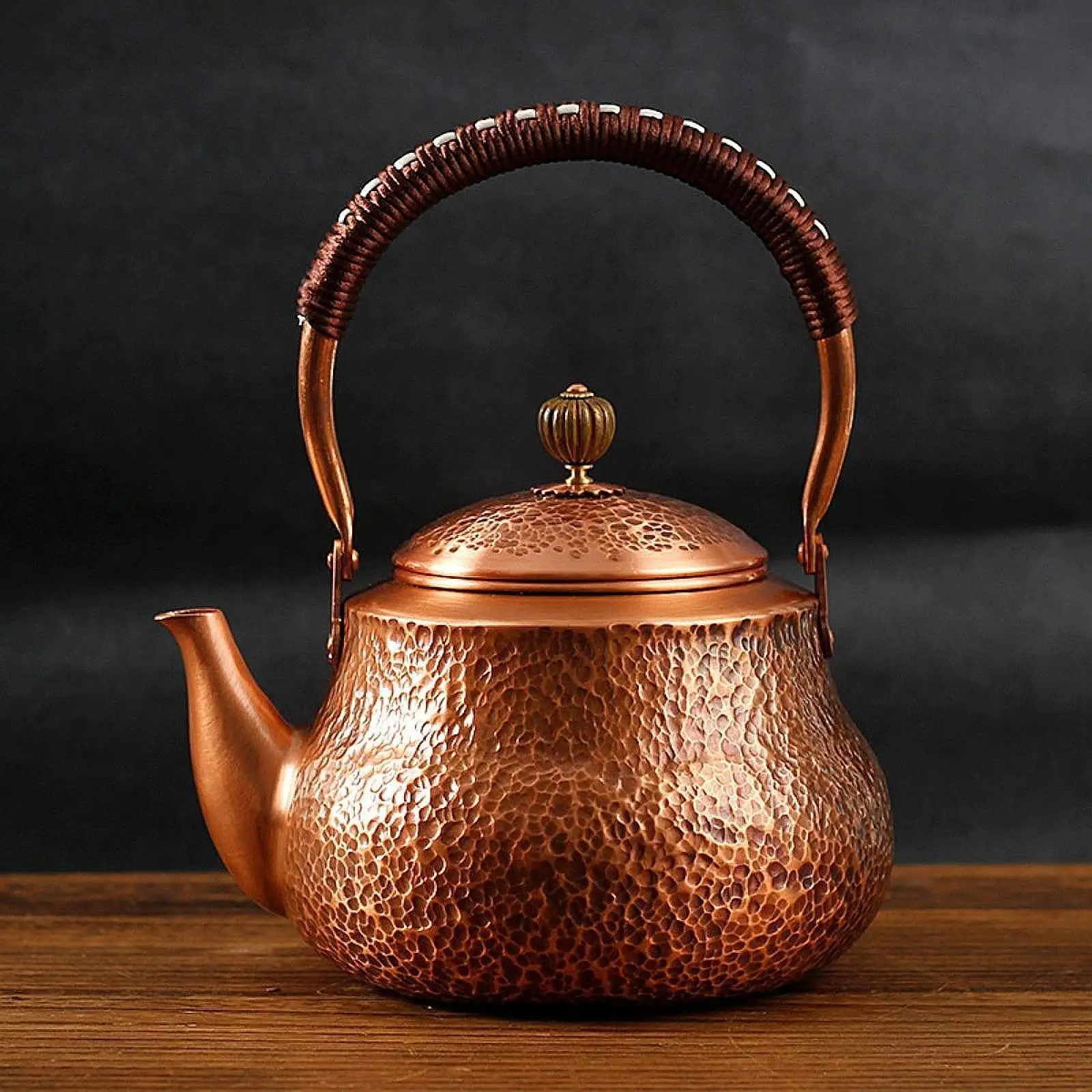 

Copper Tea Kettle Handmade, Handcrafted, Tea Lovers Gift,Multipurpose 1300ml Hammered Teapot for Tea House Household Kitchen