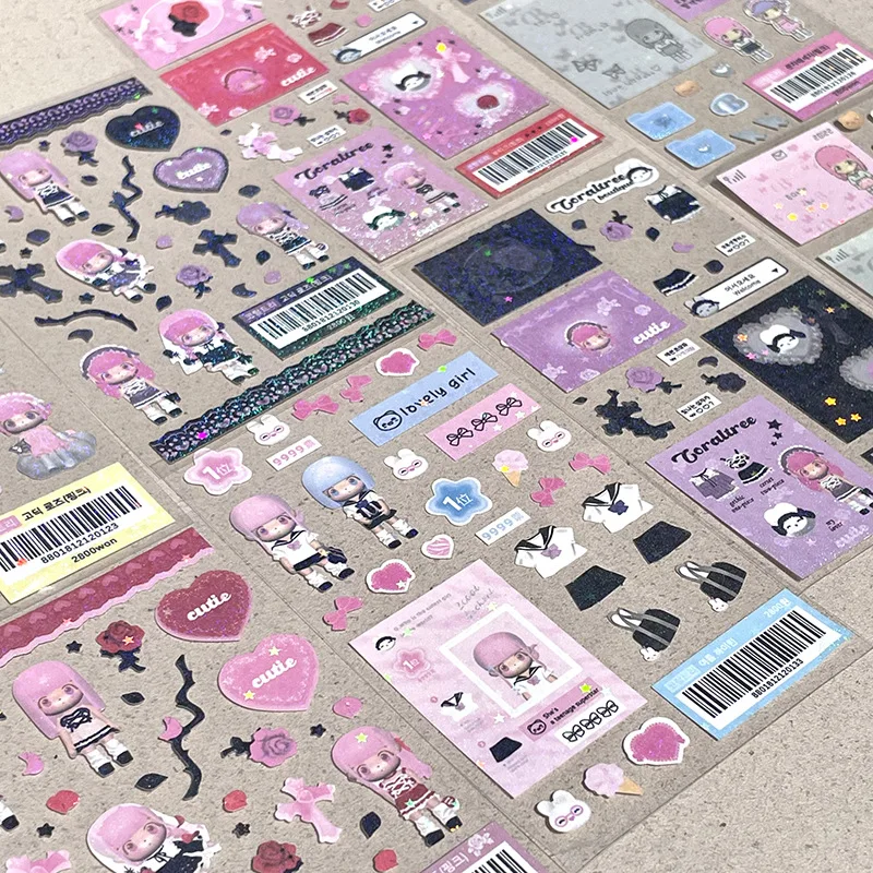 SKYSONIC BOBO Coral Full Set Serie Dekorative Aufkleber Sweet Girl Sub Koreanische DIY Aufkleber Journal Junk Agenda Schreibwaren Suppl – Detail 38