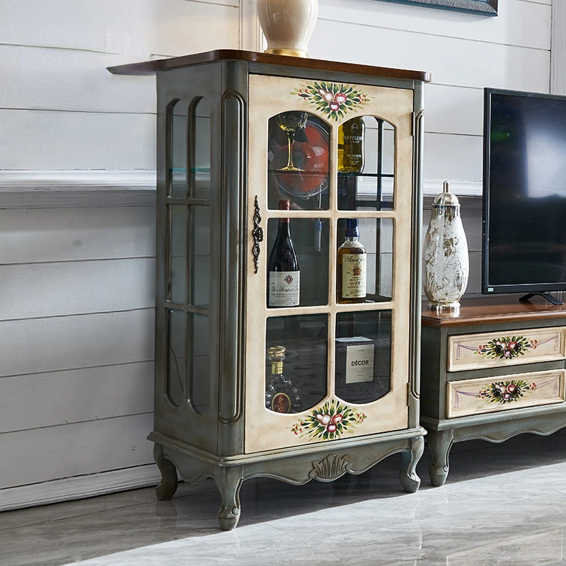 

American solid wood wine cabinet, living room, TV sideboard, side cabinet, wall storage cabinet