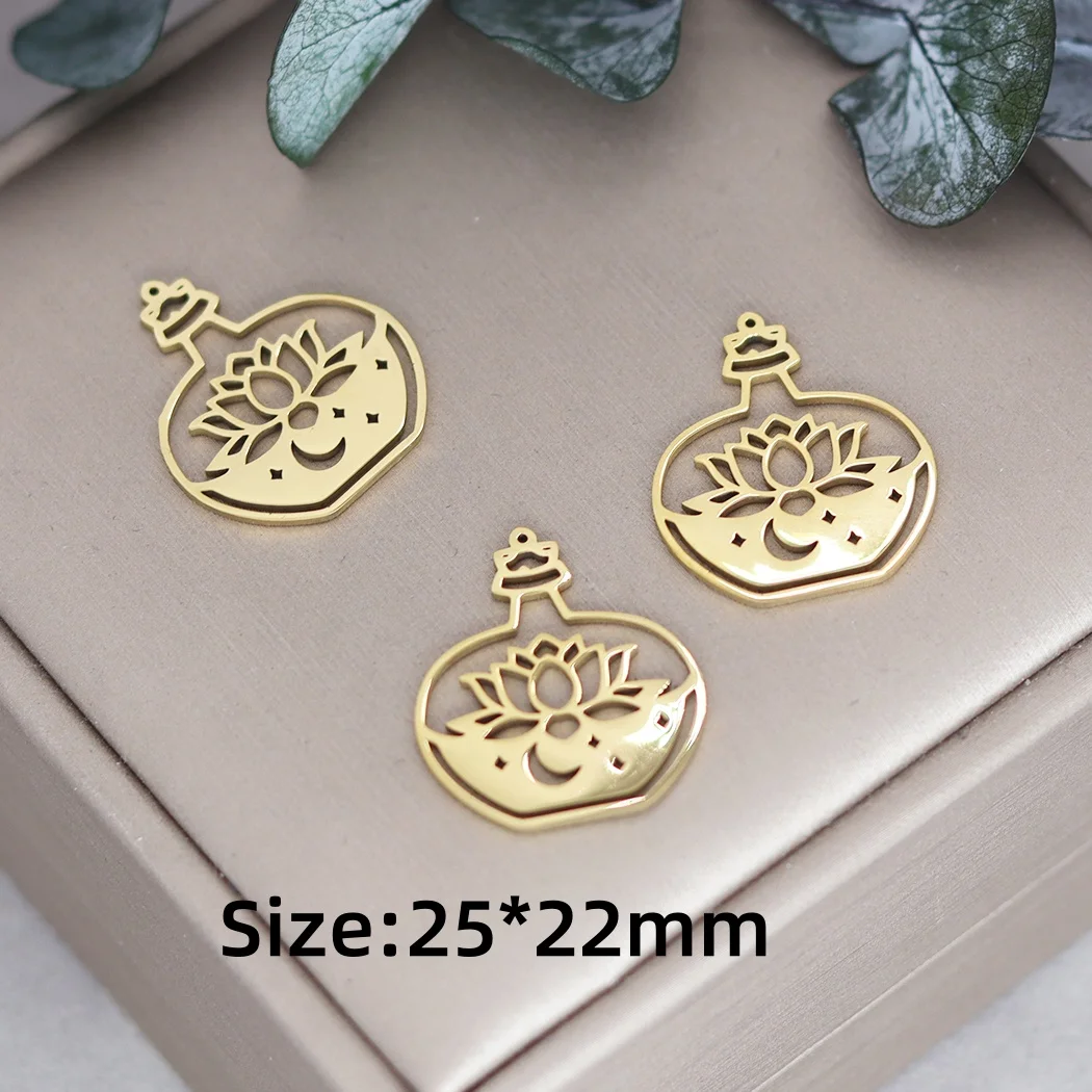 3pcs Moon Evil Eye/Compass Star Sun Charms Stainless Steel Gold Plated Pendant DIY Craft Tassels Earring Necklace Jewelry Making
