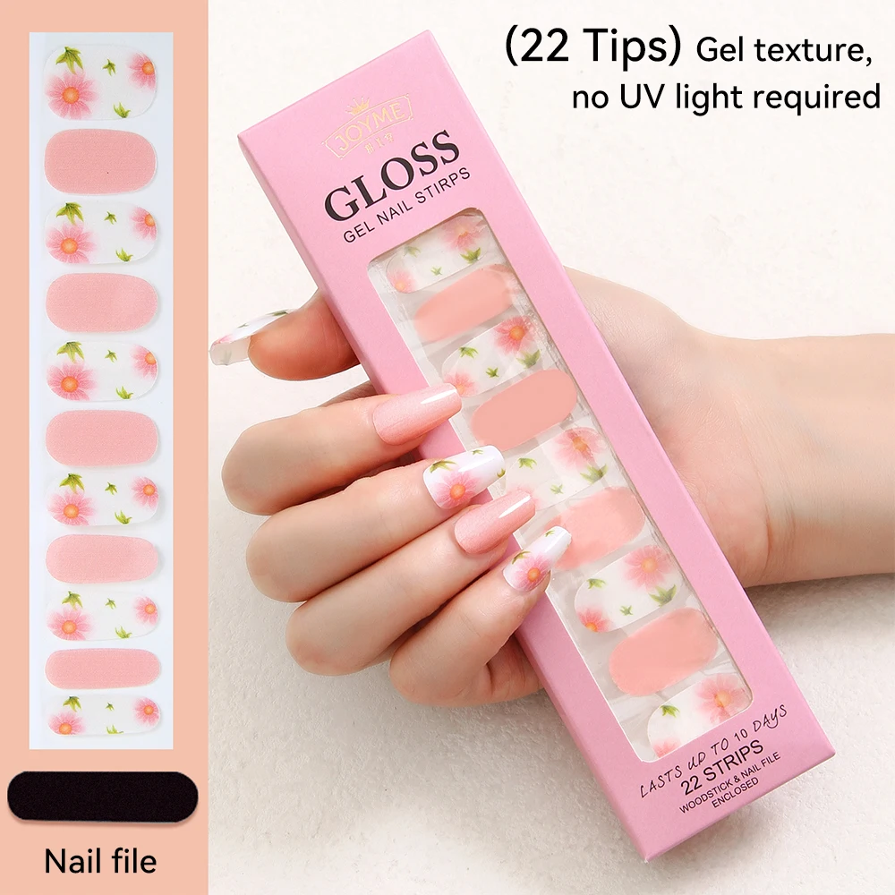 22 Tipps Gel-Nagelstreifen: Maniküre-Set in Salonqualität für Zuhause - Langanhaltend, Einfach Anzuwenden |   Keine UV-Strahlung, keine Beschädigung, einfach abziehen und aufkleben.