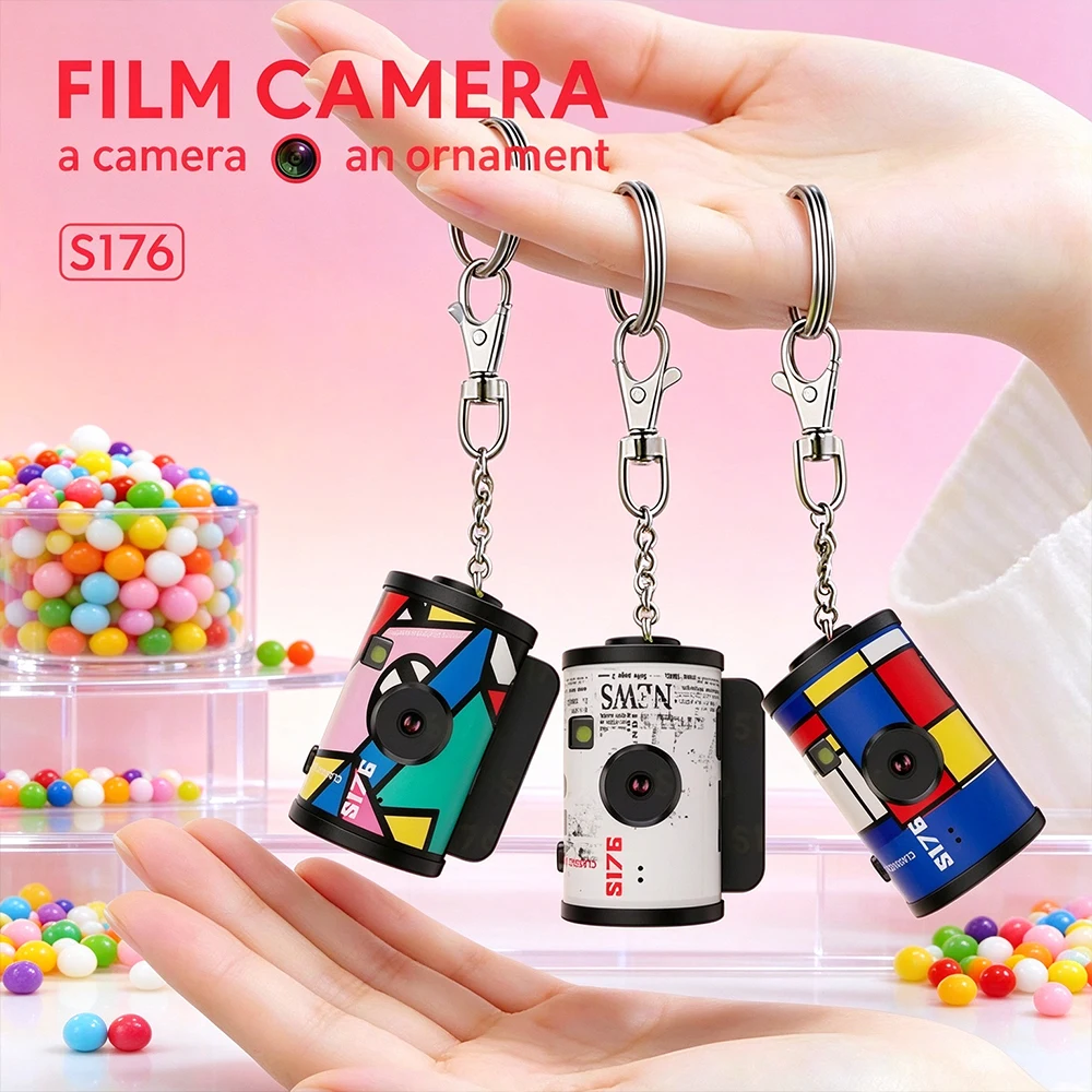 Colorful Mini Keychain Camera Cute Pocket Digital Camcorder Small Film Camera Ornament For Daily Photo Video Recording