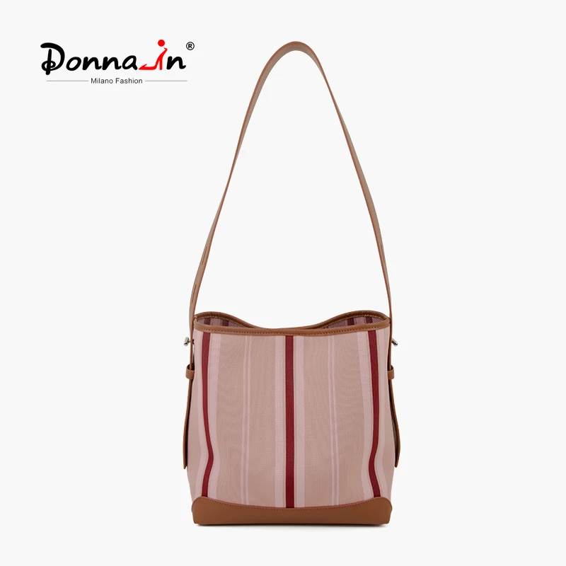 

Donna-in 2023 New Bucket Shoulder Cross-body Bag Women Summer Canvas Leather Commuting Fashion Simple Ladies Underarm Tote Bag