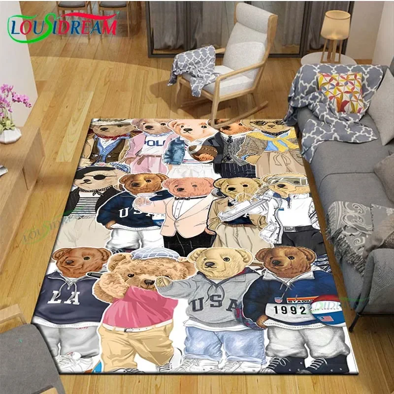 Classic Cartoon Hot Sale Fashion Bear Carpets Living Room Anti-Skid Area Rug Kids Bedroom Mats Game Mat Large Carpet Decor