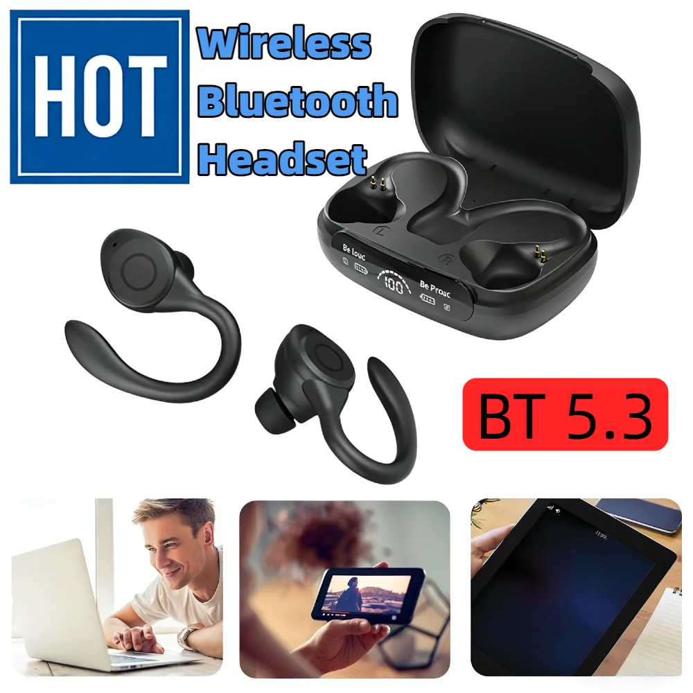 

Hi-Fi стерео беспроводные наушники Bluetooth 5,3 наушники-крючки с физическим шумоподавлением одно-двойной режим 220 часов батарея для бега