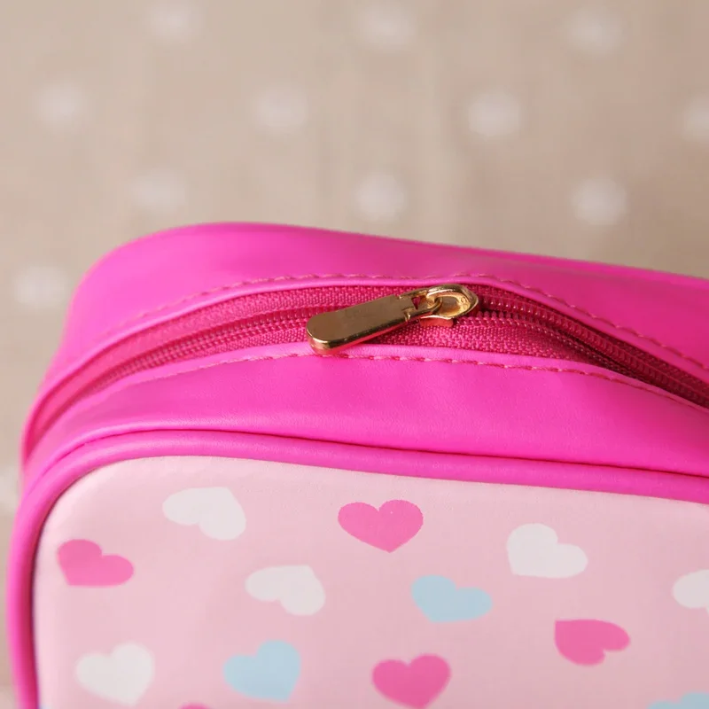 Cute Rilakkuma Makeup Bag Organizer Pink Leather Toiletry Storage Bag Cartoon Anime Make Up Cosmetic Bags Beauty Case