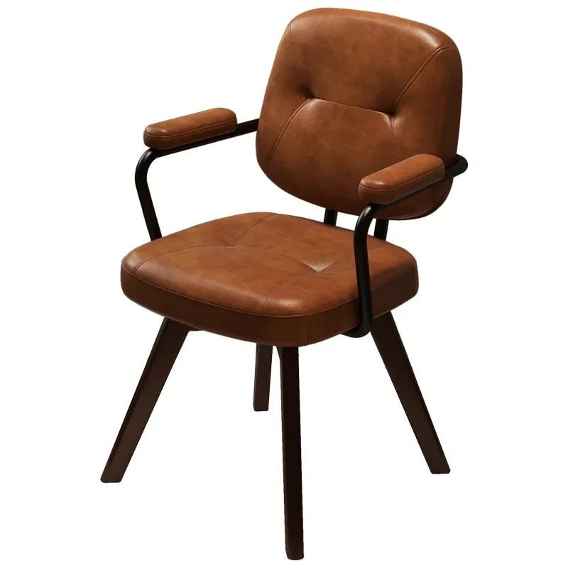Retro Medieval Swivel Desk Chair Solid Wood Backrest Home Office Study Bedroom Light Luxury Ergonomic Computer Seat