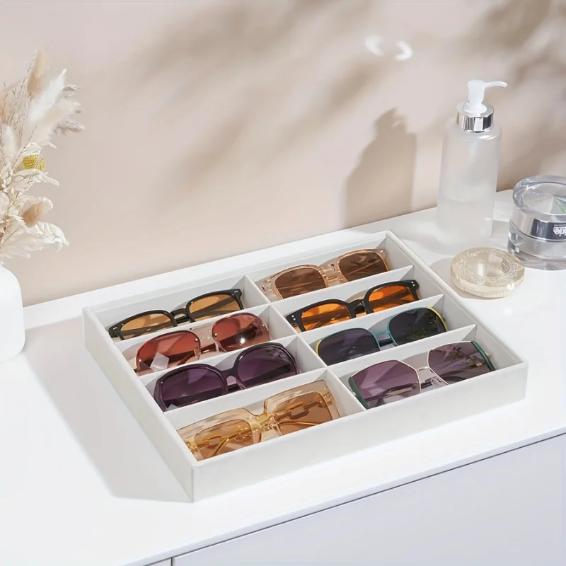 

Multi-Purpose Velvet Organizer Tray for Glasses Eyeglasses Jewelry and Watch Display Storage Box Case