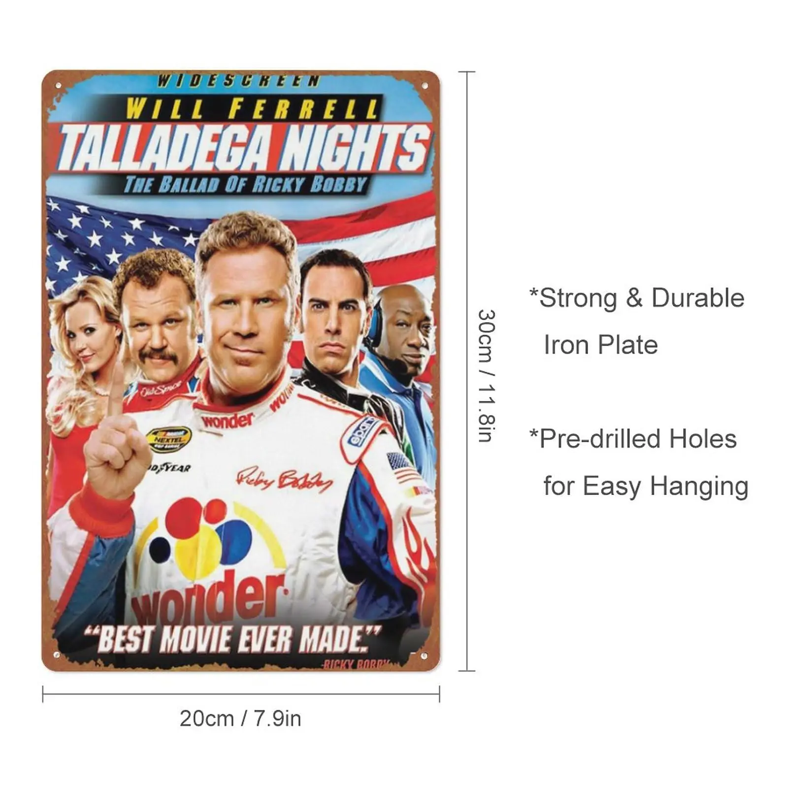 ghts: The Ballad of Ricky Bobby Posters Tin Signs Retro Metal Movie Tins for Bar Pub Home Cafes Wall Decor, 8X12 Inch (20X30 CM)