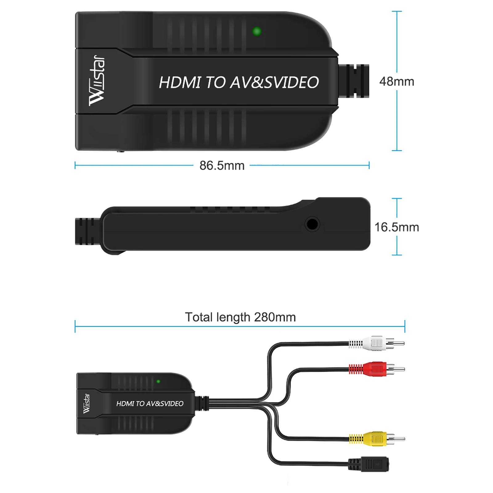 Konwerter Wiistar 1080P HDMI na AV S-Video Adapter RCA Kompozytowy Konwerter Wideo Audio dla Monitora HDTV Projektora PAL NTSC — zdjęcie produktu 3