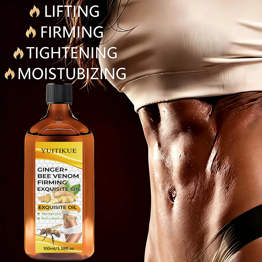 Firming Exquisite Body Oil with Ginger & Bee Venom Nourishing Hydrating Skin Massage Oil for Daily Body Skin Care