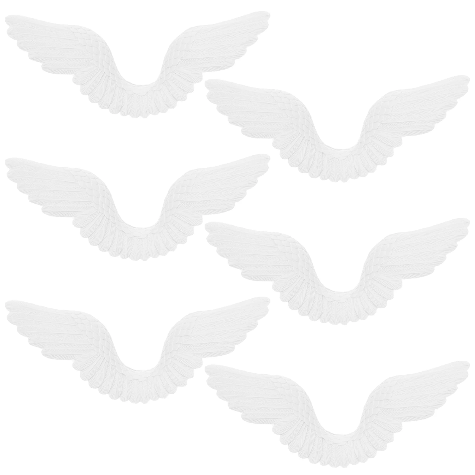 

6 Pcs Angel Wings Accessories White Plastic DIY Craft Supplies for Christmas Tree Wreath Wind Chimes Decorations Gifts
