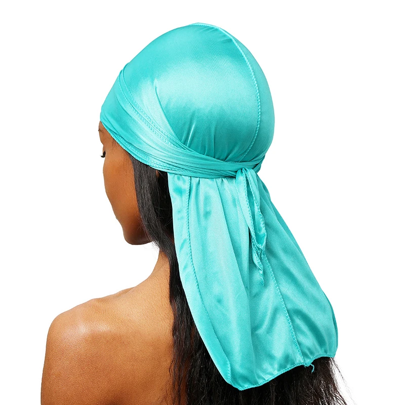 Unisex Seidige Lange Schwanz Durag Piraten Hut Turban Mode Headwraps Kappe Bandana Frauen Männer Kopfbedeckungen Kappen Hijab Haar Zubehör ﻿ – Detail 5