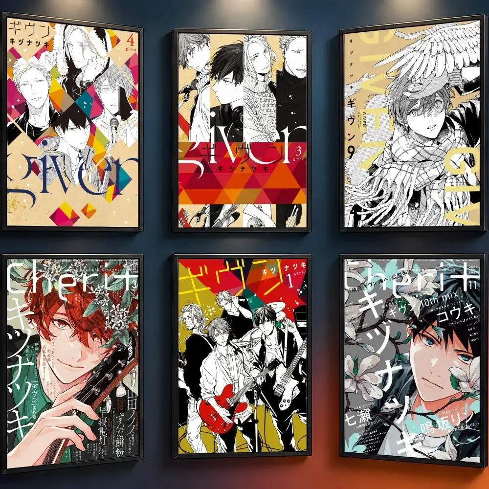 Anime Given Mafuyu Sato Ritsuka Uenoyama Poster Wall Art PP Waterproof HD Self Adhesive Modern Home Decor Living Room Apartment