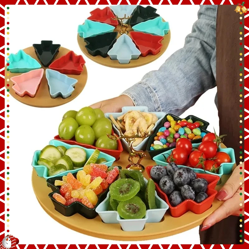 

Christmas Tree Shape 8 Grid Separated Tray Breakfast Fruit Plate Household Nut Candy Box 8 Grid Creative Christmas Decoration