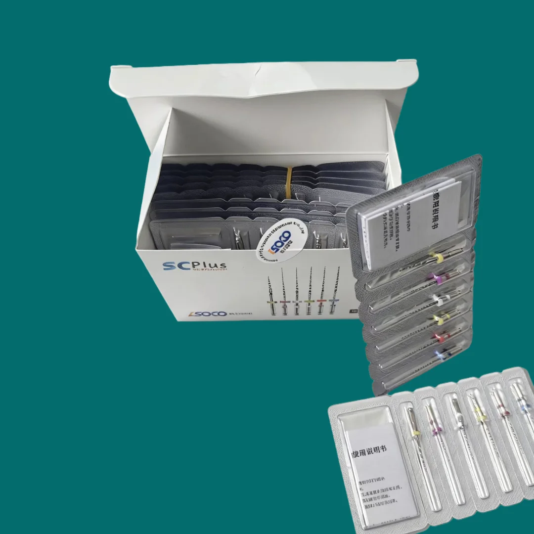SOCO PLUS 6Pcs Endodontic Rotary Files Kit, Heat Activated NiTi Root Canal Dental Files for Endomotor Endo Dentistry Supplies