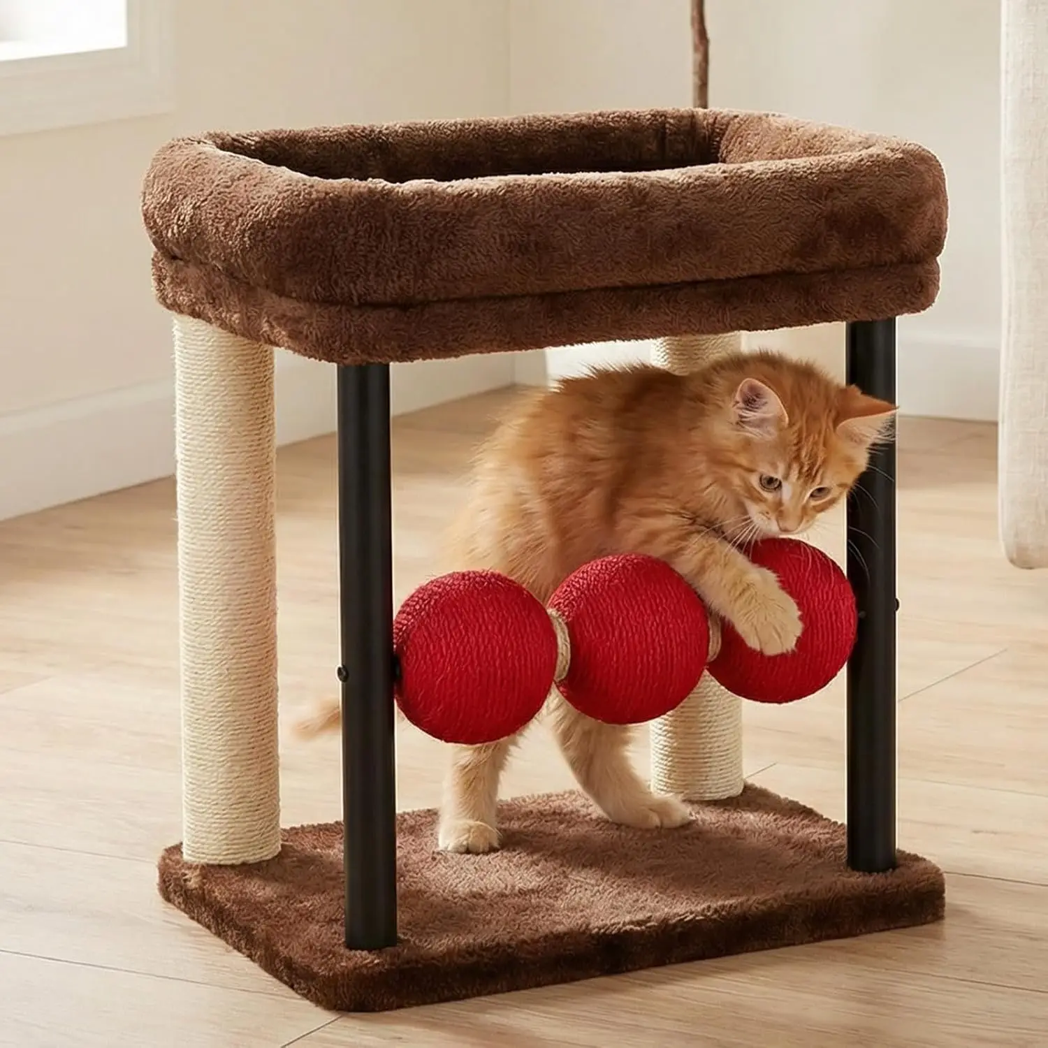 

Small Cat Tree, Cat Scratching Post with 17"x13" Wide Top Bed, 20.5" Sturdy Cats Tower with Natural Sisal Scratch Posts