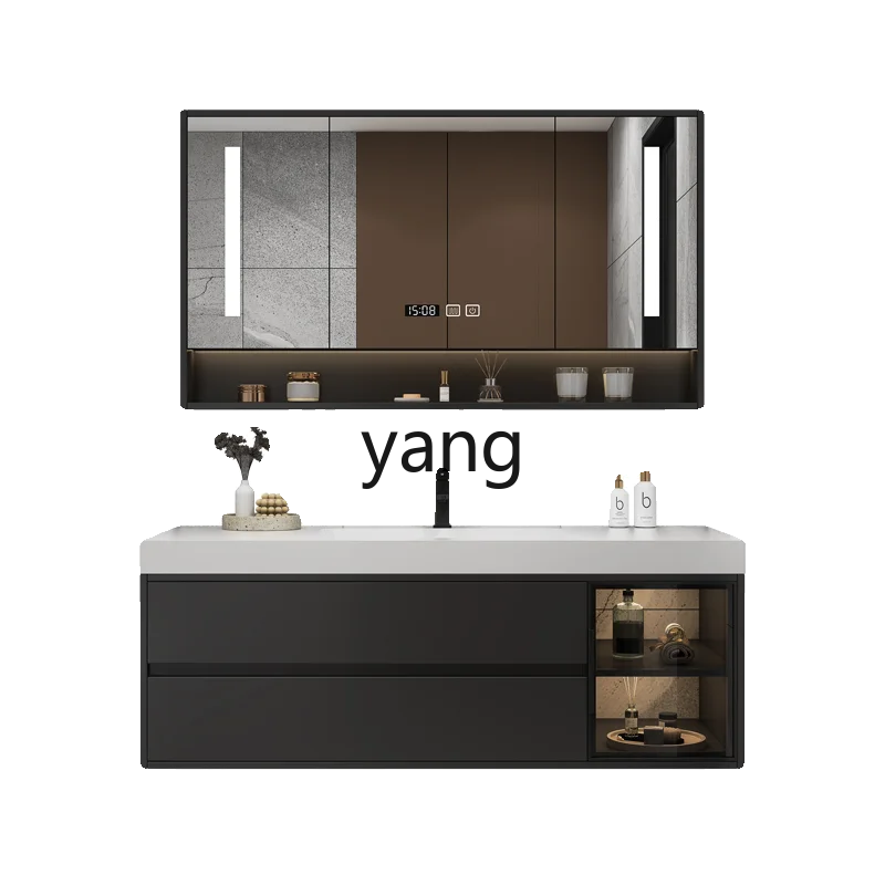 LH  rock slab hot bending integrated basin bathroom cabinet combined bathroom washbasin sink