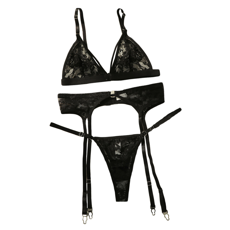  Women's Sheer See Through Lace Bralette Set Wireless Non Padded Soft Bra and Panty Set Sexy Lingerie For Valentine's Day Gift 