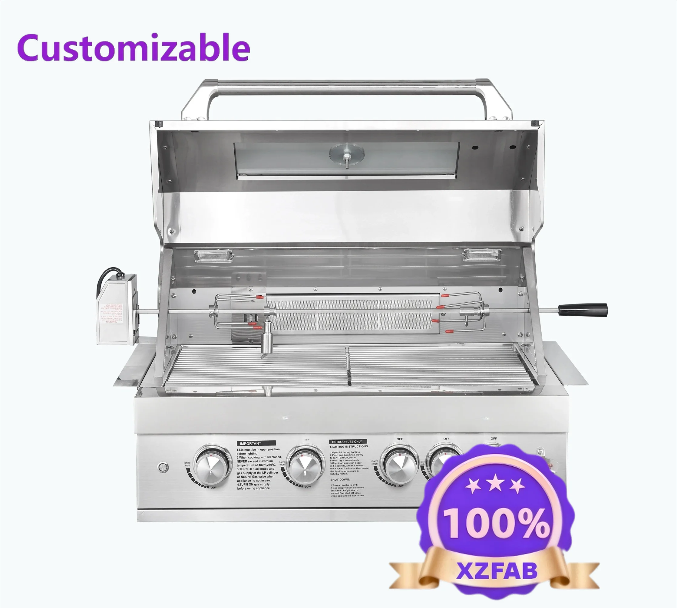 Factory Direct 2026 Outdoor 304 Stainless Steel Wood Carbon Barbecue Grill Mobile Particle Smokeless Gas BBQ Grills With Motor
