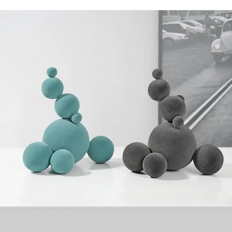 

Flocking Resin Ornaments Molecular Sphere Decoration Crafts Statue Sculpture Desktop Furnishings Home Accessories Figurines Gift