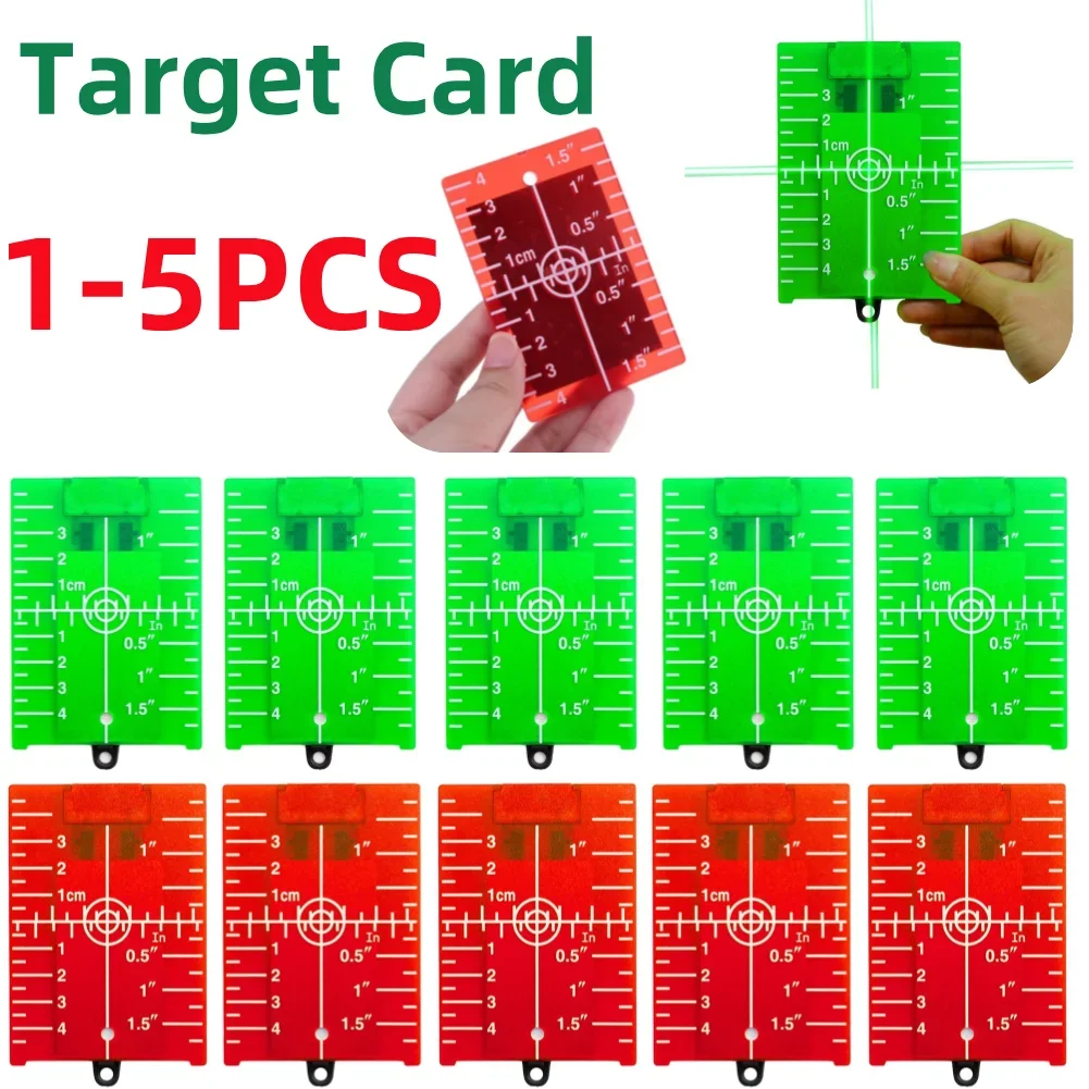 1-5Pcs Vertical/Horizontal Laser Level Target Card Red/Green Line Beam Distance Plate Inch/cm Leveling Board Tool Part