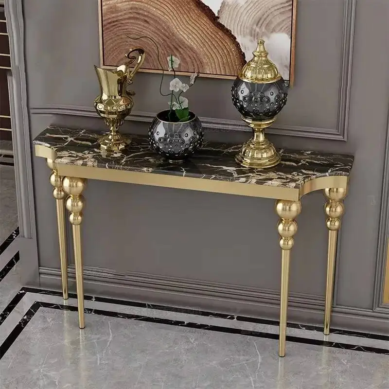 

Design Room Metal Living Table Modern Console Gorld Narrow Office Table Vintage Classic Wohnzimmer Tische Luxury Furniture