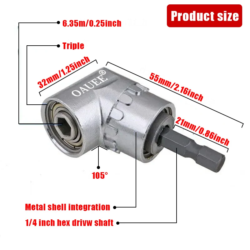 105 Degree Angle Screwdriver Socket Holder Adapter Adjustable Hex Drill Bits Angle Screw Driver Tool Socket Electric Accessories