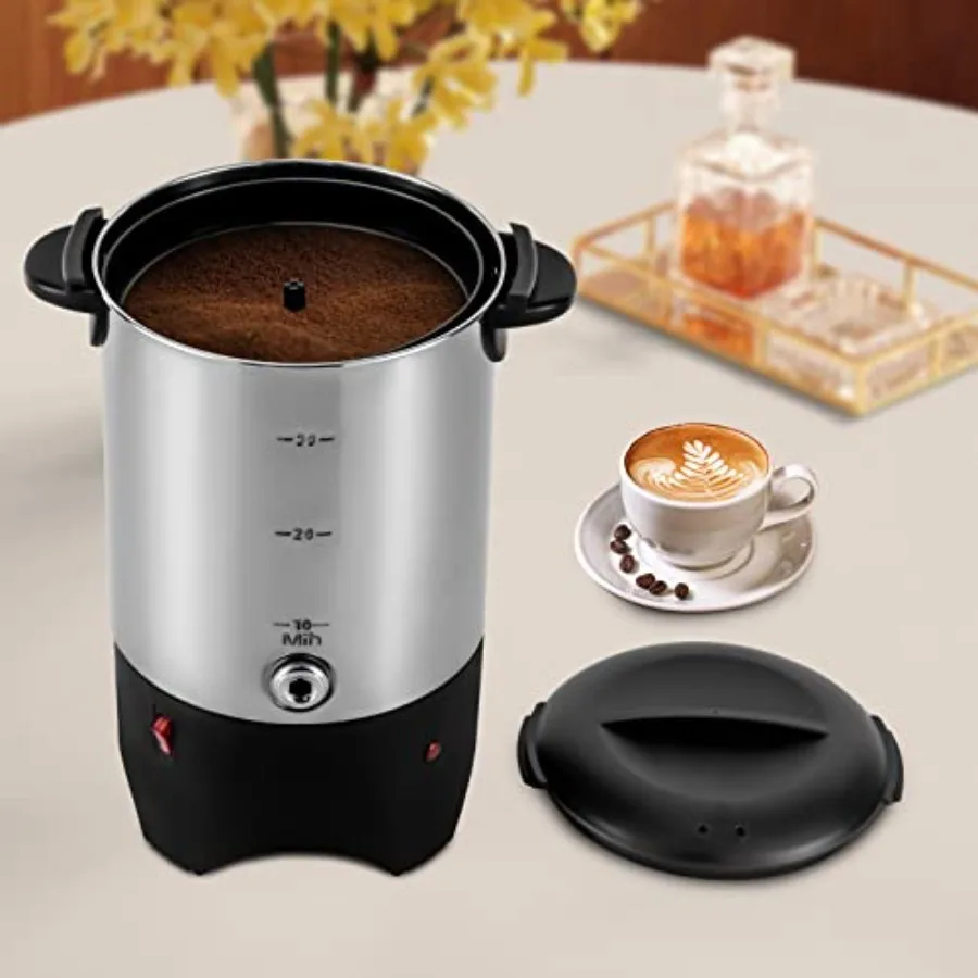 Stainless Steel Coffee Pot, 30-Cup Electric Coffee Maker, 5.2L 1000 Watt Rapid Heat Beverage Dispenser, Stainless Steel Coffee