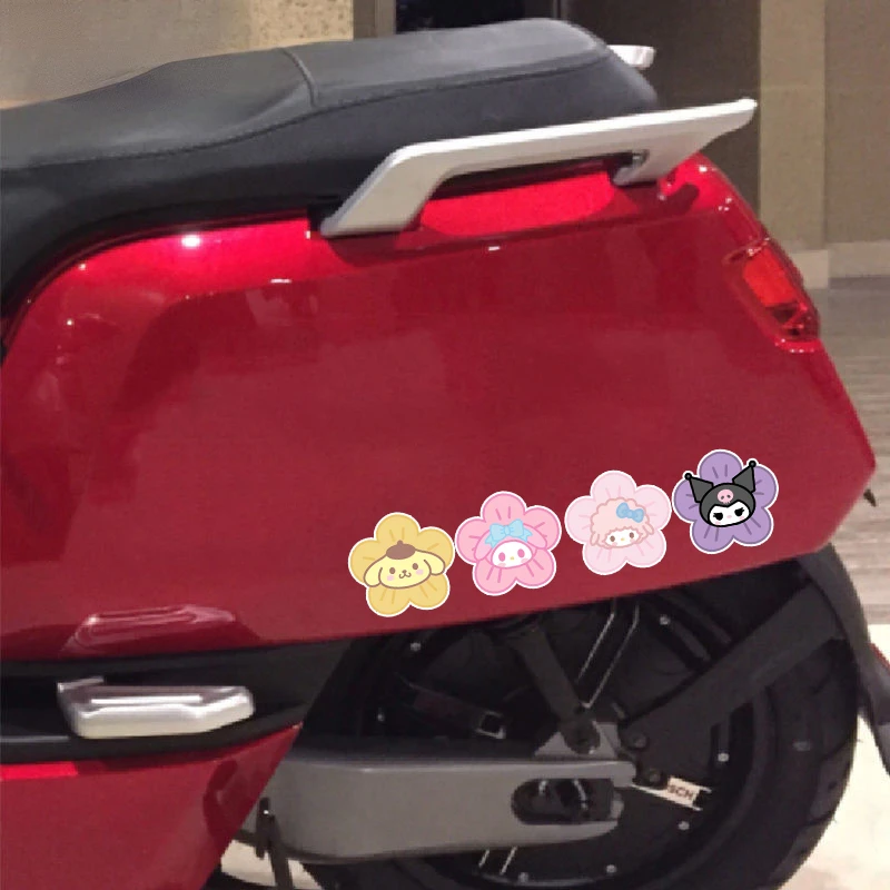 Sanrio Cartoon Flower Hello Kitty Car Sticker Kawaii My MelodyPompompurin Motorcycle ScratchDecorative StickerChildren\'s ToyGift