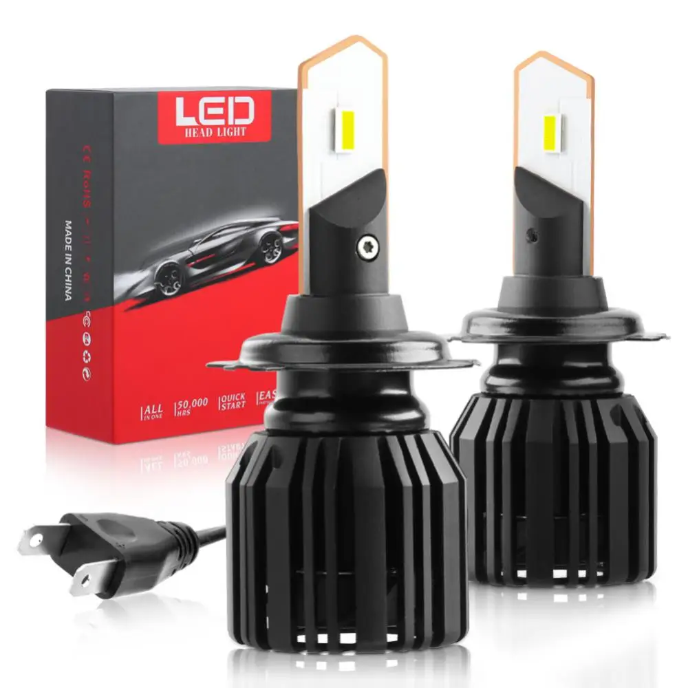 Car Headlight Bulbs 50w /pair High Luminous Ip68 Waterproof Convenient To Install Minimalist Design Car Accessories 6000k 8000lm