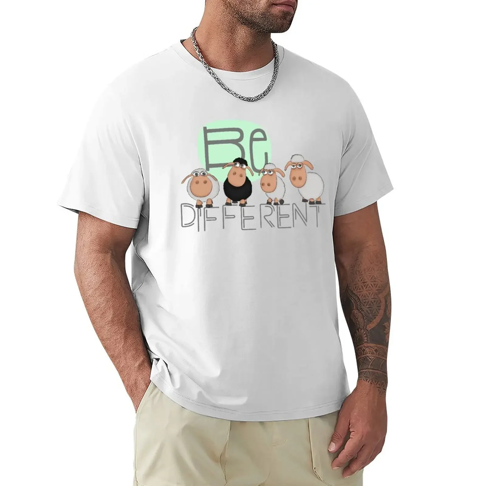 Be different: Special lucky sheep - black sheep T-shirt boys animal print blanks plus sizes mens tall t shirts