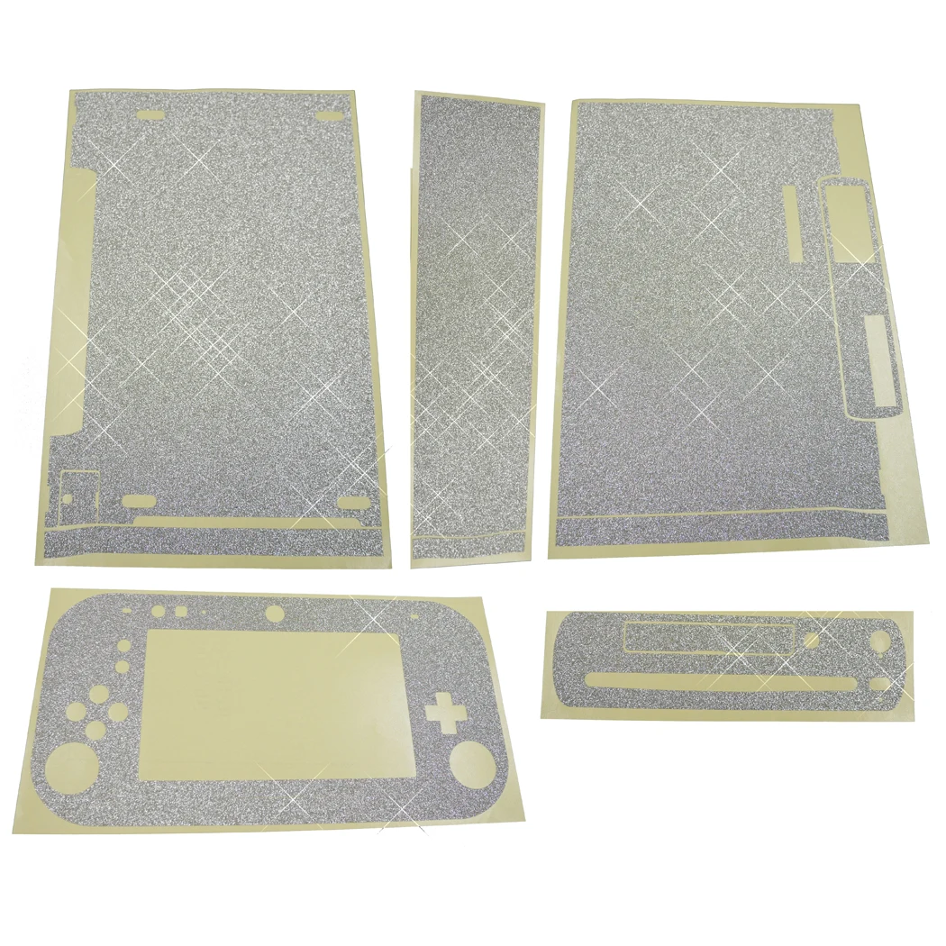 Shining Silver Bling Glitter Vinyl Skin Sticker Protector for Nintendo Wii U and Gamepad skins Stickers