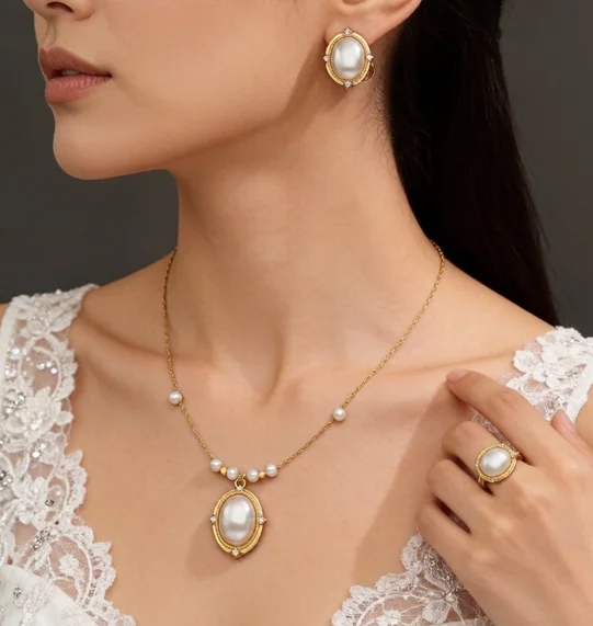 2026 hot sale, emerald pearl pendant necklace Bridal Jewelry not fade  Jewelry Sets For Wome Earrings/Pendant/Necklace/Rings view 3