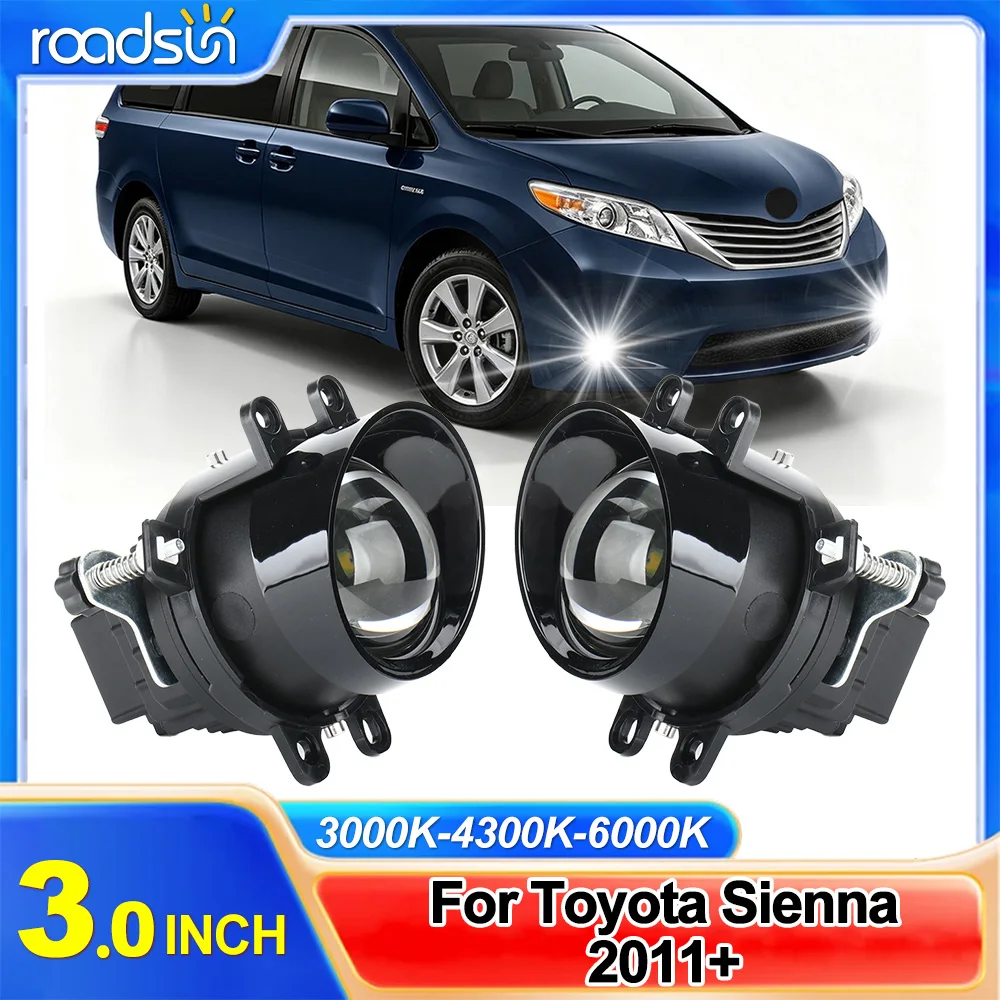 3.0 Inch Bi LED Fog Lights With Projector HD Lens Fog Lamp With Bracket For Toyota Sienna 2011-UP Car Accessories