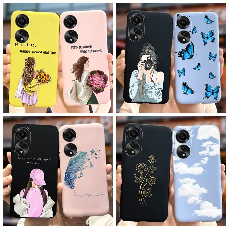 For Oppo A78 4G Case CPH2565 Beautiful Cartoon Girls Cover Soft Silicone Phone Case For Oppo A78 A 78 OppoA78 4G Back Cover Bags