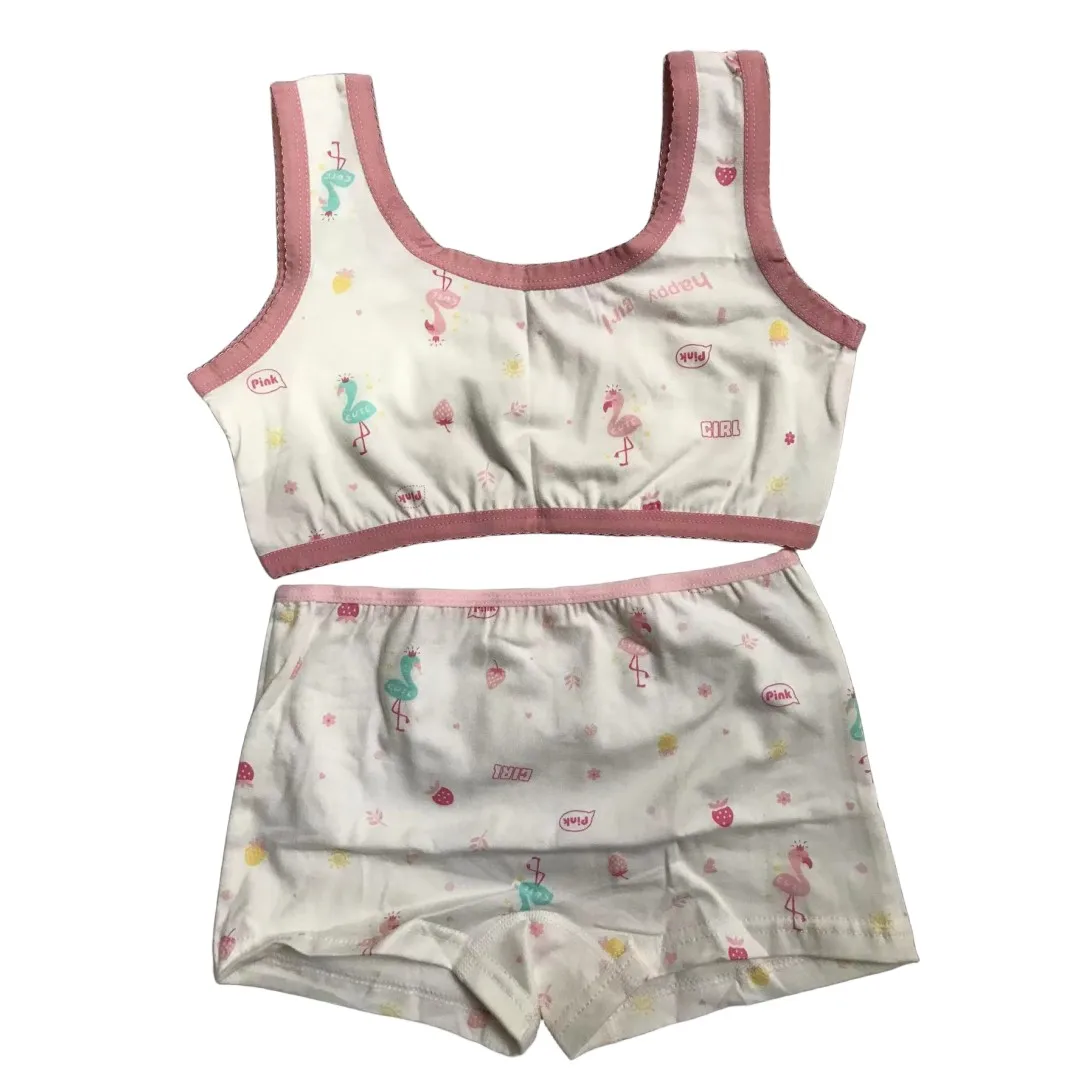 Mädchen-BH-Boxershorts-Set, niedliche Blumen-Erdbeer-Drucke, Teenager-Unterwäsche, Größe 130–160, große Mädchen-Unterwäsche, BH-Höschen-Set – Detail 10