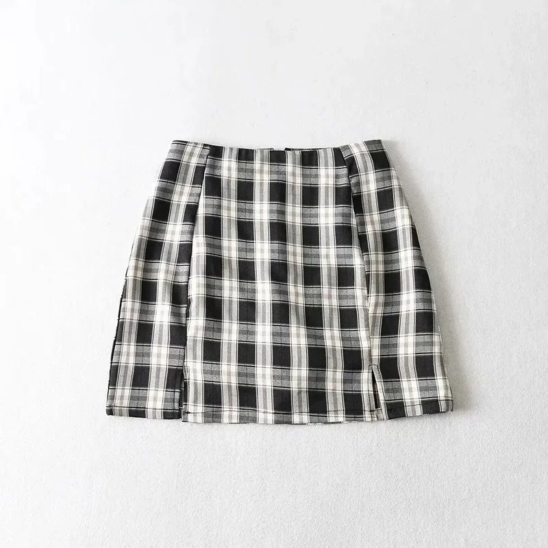 

2024 Korean Streetwears Vintage Sexy Clothing Summer Harajuku Plaid Pencil Skirts Womens High Waist Mini Short Skirt Plaid New