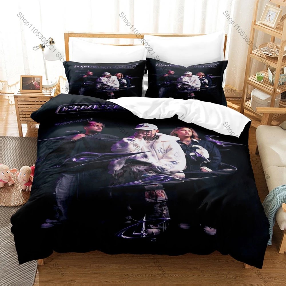 Vintage Smoke Chase Atlantic Group Poster HD Print 3 Piece Bedding Set Duvet Cover + 2 Pillowcases Dark Pop Music Lovers Gift