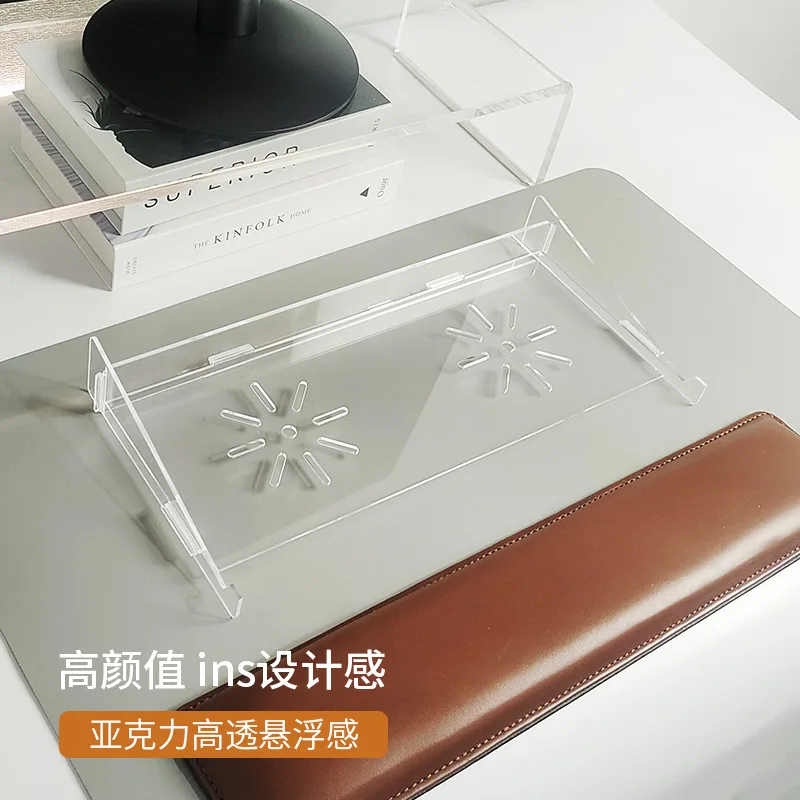 Transparent acrylic computer keyboard heightening bracket household desktop wrist typing support bracket dust cover