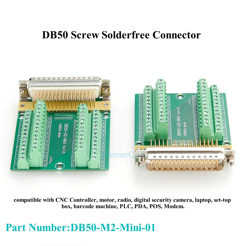DB50 Male Connector to Terminal Block D-SUB to 50-pin Port Solderless Terminal Adapter Welding-free Breakout Board Signal Module