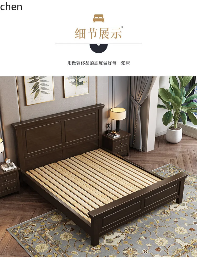 HT  1.8m Double Bed Modern Simple 1.5m Wedding Bed Soft Headboard Master Bedroom High-end Elegant Storage Bed