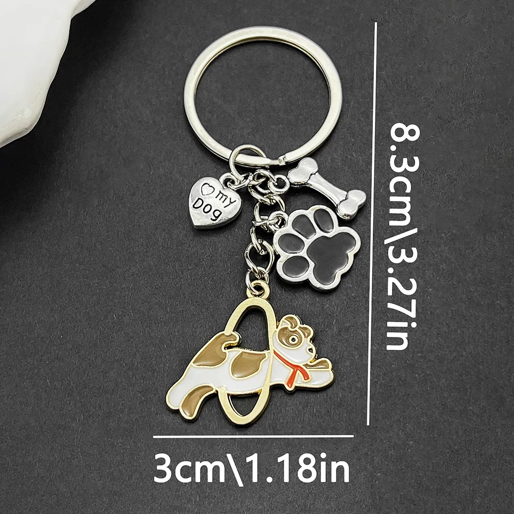 Cute Driving Puppy Keychain Cartoon Corgi Dog Claw Skateboard Pendant Keyring Creative Backpack Car Key Accessories Couple Gift