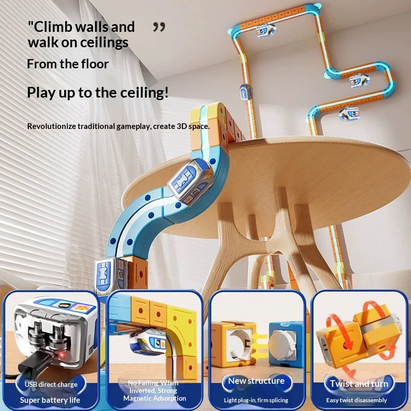 ماجيك تحويل المكعب المغناطيسي المسار اللبنات الكهرومغناطيسية المضادة للجاذبية عالية السرعة السكك الحديدية لعبة مجسمة مركبة #2