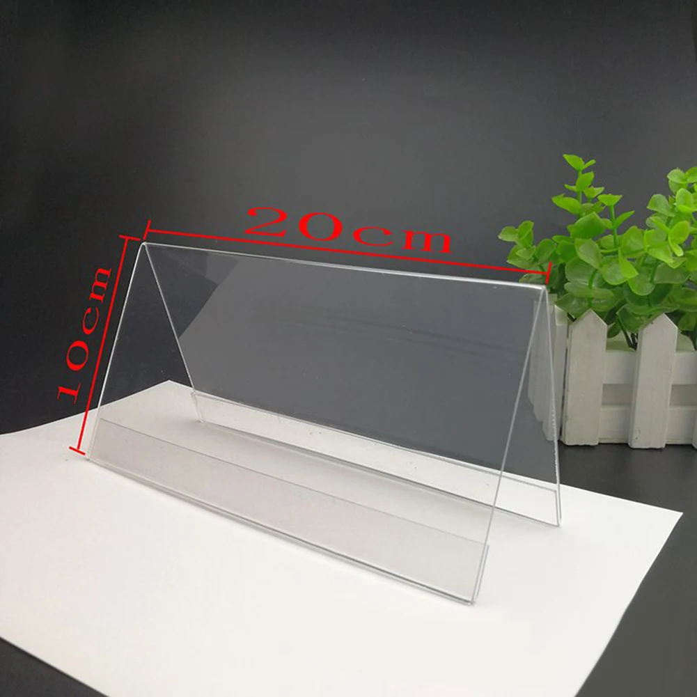 10pcs V-Type Acrylic Business Card Price Label Display Holder Table Number Stand Price Tag Label Display Holder Rack Home Decor