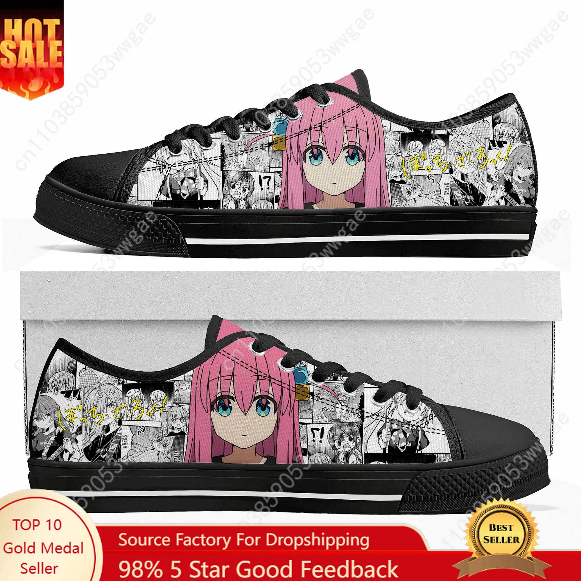 

Bocchi the Rock Low Top Sneakers Mens Womens Teenagers Canvas Sneaker Comfortable Fashion Casual Couple Shoes Customized Shoes