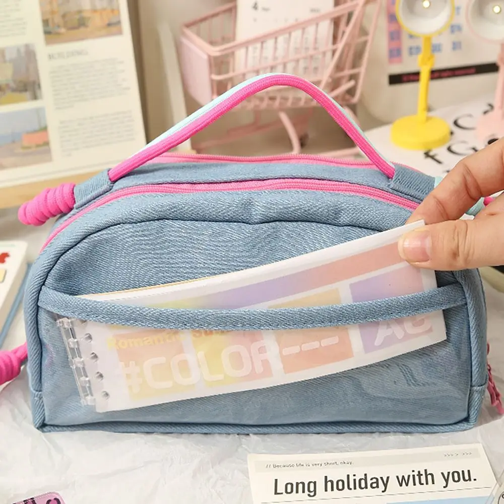 

Пенал в стиле Y2K, ковбойская сумка для ручек с ремешком, многофункциональная сумка для хранения канцелярских принадлежностей большой емкости, офисные школьные принадлежности