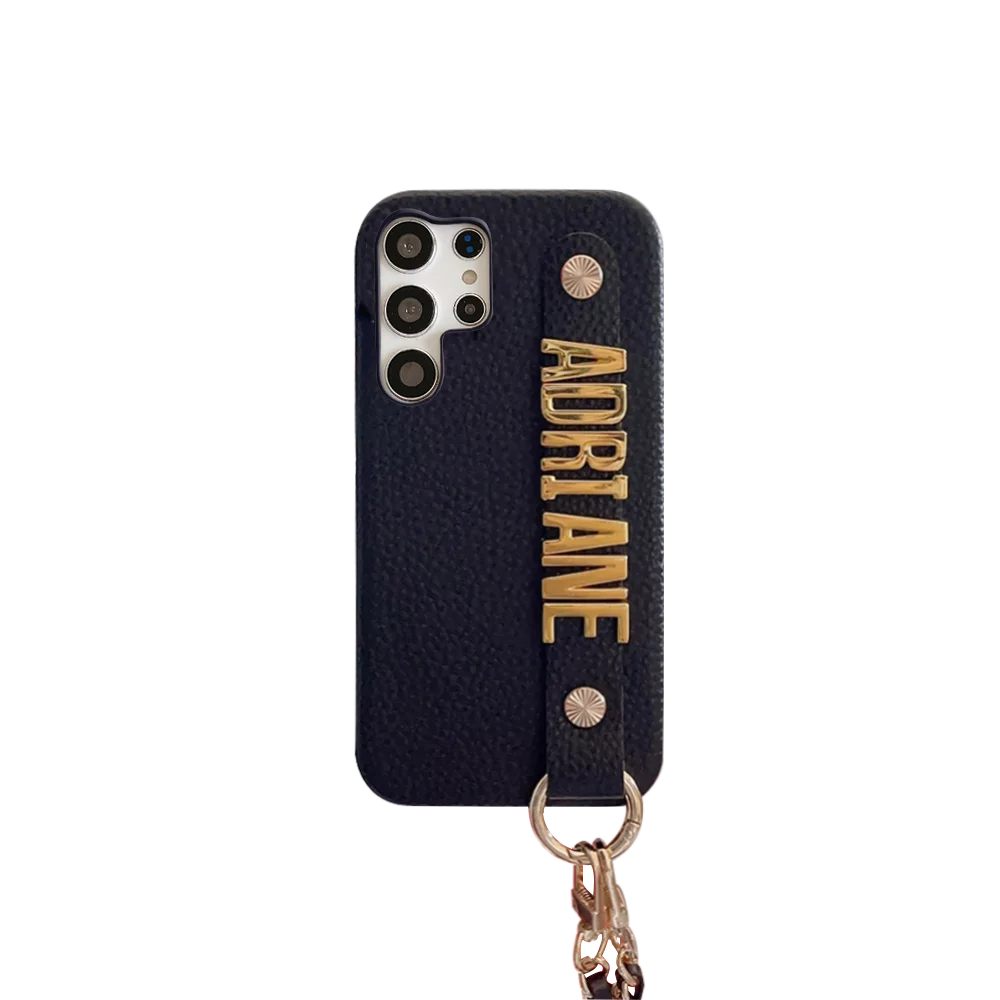 Personalise Name initial Leather Cases for For Samsung Galaxy S25 A22 A24 A32 A33 A34 A53 A54 A52 A72 A35 A55 Luxury  Hard Cover image 3