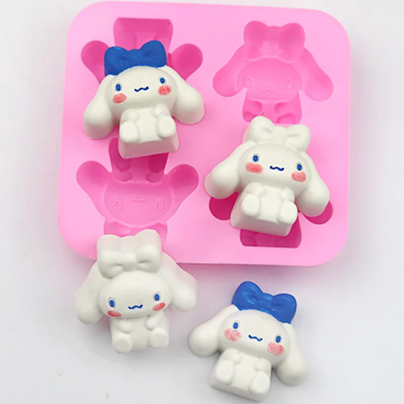

Cartoon Sanrio Kuromi Cinnamoroll Silicone Baking Mold 4-Cavity Food Grade Flexible DIY Mold Cake Chocolate Kids Cooking Toys