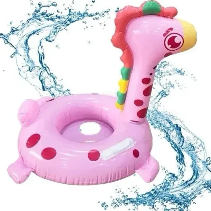 Giocattolo gonfiabile dell'acqua in PVC Giocattolo dell'acqua per bambini Anello da nuoto Sedile galleggiante gonfiabile a forma di giraffa Sedia per attrezzatura per piscina estiva per bambini